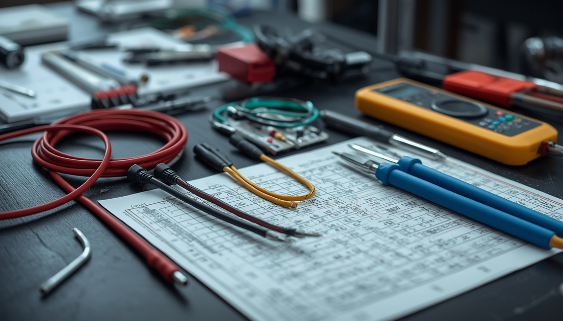 Câbles électriques en silicone avec multimètre et outils pour le choix de la section de câble AWG et mm²