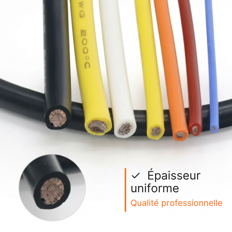 Câble Silicone 5M 12-28 AWG | Fil Haute Température 200°C