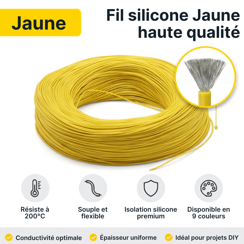 Câble Silicone 5M 12-28 AWG | Fil Haute Température 200°C