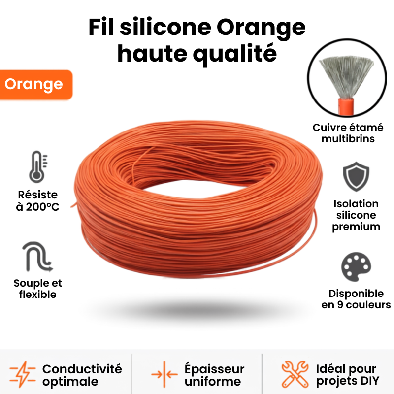 Câble Silicone 5M 12-28 AWG | Fil Haute Température 200°C